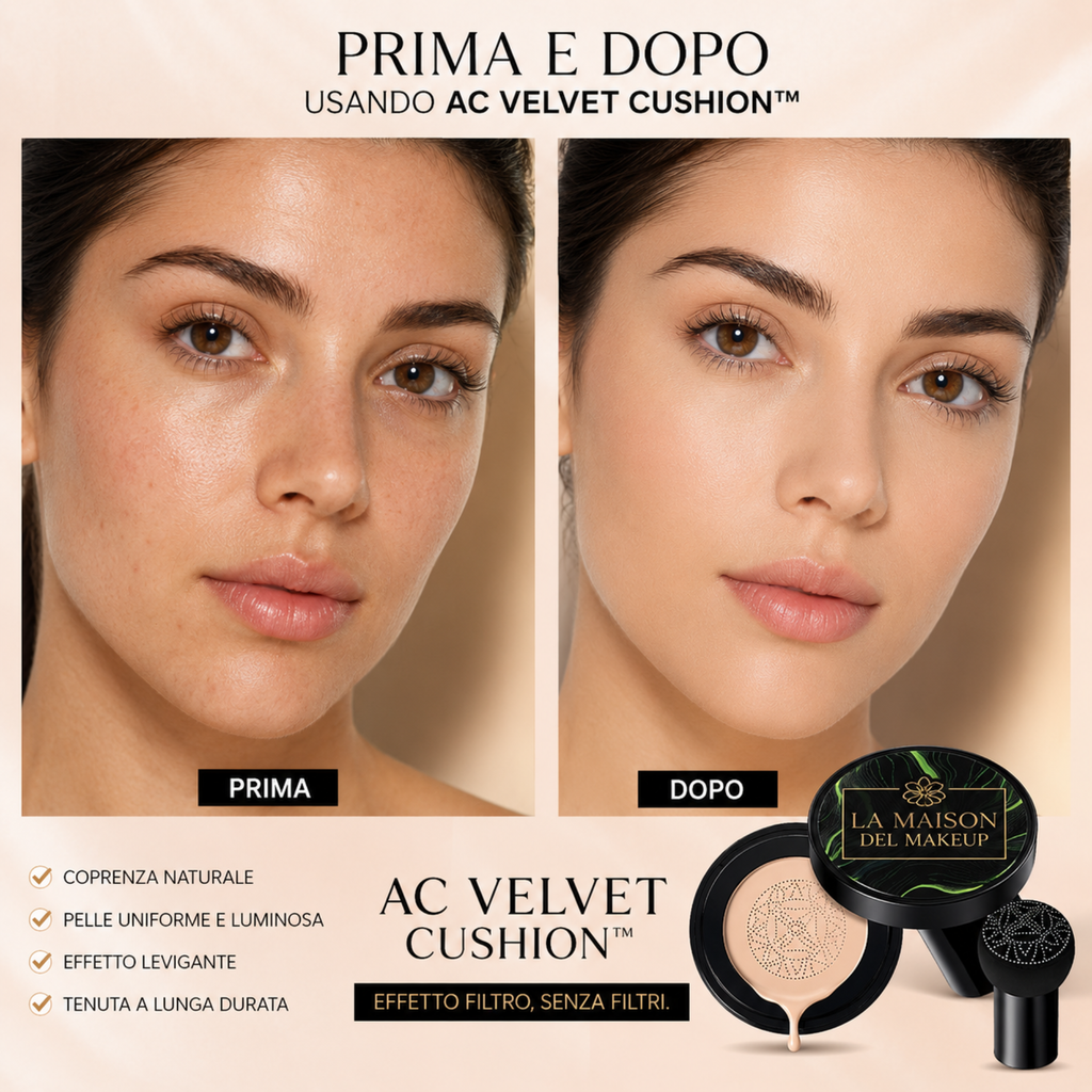 Fondotinta Magico Velvet Cushion™: .........................frase slogan che converta (max 10 parole)